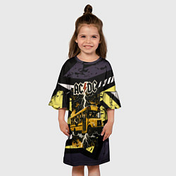 Платье клеш для девочки ACDC в автобусе, цвет: 3D-принт — фото 2