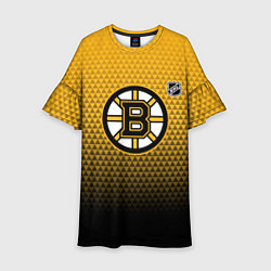 Платье клеш для девочки Бостон Брюинз - геометрический градиент, цвет: 3D-принт