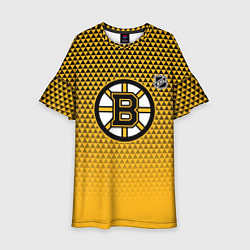 Платье клеш для девочки Бостон Брюинз - паттерн треугольников, цвет: 3D-принт