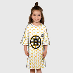 Платье клеш для девочки Бостон Брюинз - белые соты, цвет: 3D-принт — фото 2