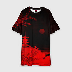 Детское платье Башня в красной сепии