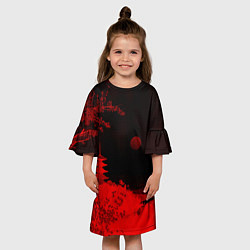 Платье клеш для девочки Башня в красной сепии, цвет: 3D-принт — фото 2