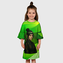 Платье клеш для девочки Билли Айлиш в стиле ниндзи, цвет: 3D-принт — фото 2