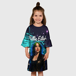 Платье клеш для девочки Певица Билли Айлиш, цвет: 3D-принт — фото 2