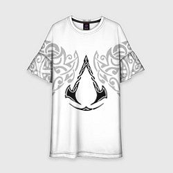 Платье клеш для девочки Ассасин Крид - узор ворон, цвет: 3D-принт