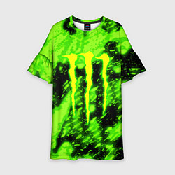 Платье клеш для девочки Monster energy кислотное лого, цвет: 3D-принт