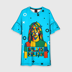 Платье клеш для девочки Билли Айлиш из разноцветной мозаики, цвет: 3D-принт
