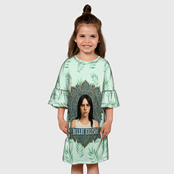 Платье клеш для девочки Билли Айлиш рамка мандала, цвет: 3D-принт — фото 2