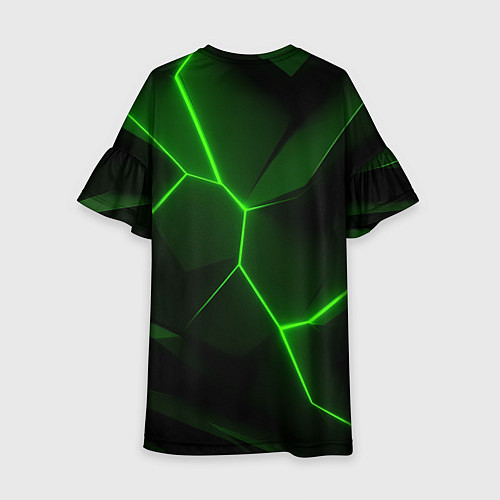 Детское платье Зеленая текстура с неоном / 3D-принт – фото 2