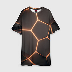 Платье клеш для девочки Серая текстура из сот, цвет: 3D-принт