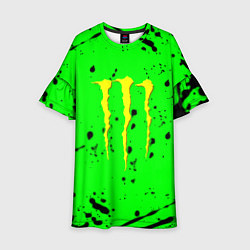 Платье клеш для девочки Monster energy кислотные брызги, цвет: 3D-принт