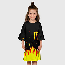 Платье клеш для девочки Monster energy fire steel, цвет: 3D-принт — фото 2