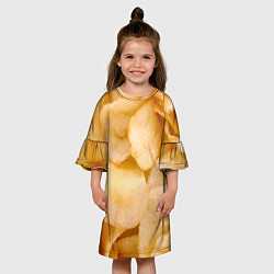 Платье клеш для девочки Чипсы текстура, цвет: 3D-принт — фото 2