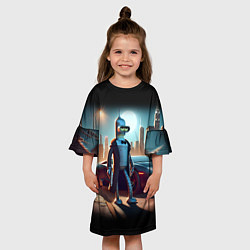 Платье клеш для девочки Бендер с пистолетом - Нью-Йоркская мафия, цвет: 3D-принт — фото 2