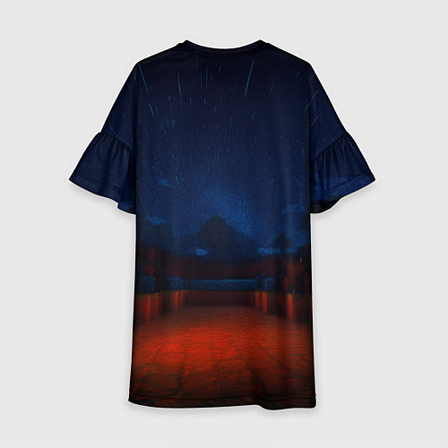 Детское платье Собака и летающий монстр перед костром / 3D-принт – фото 2