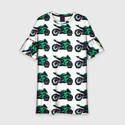 Платье клеш для девочки Motorcycle turquoise, цвет: 3D-принт