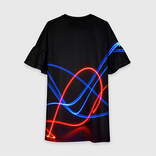 Детское платье Красно синие неоновые линии на черном фоне / 3D-принт – фото 2