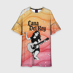 Платье клеш для девочки Lana Del Rey в образе гитаристки, цвет: 3D-принт