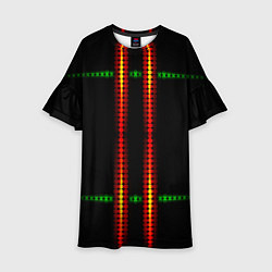 Детское платье Neon black green circles