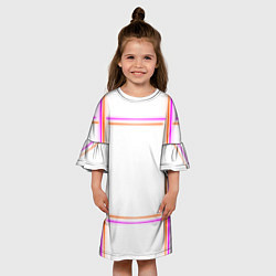 Платье клеш для девочки Neon white orange pink, цвет: 3D-принт — фото 2