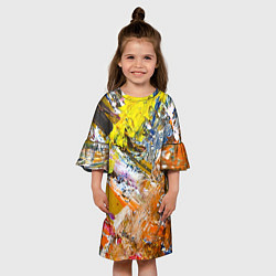 Платье клеш для девочки Живая Абстракция: Поток Цветов и Форм в Постоянном, цвет: 3D-принт — фото 2