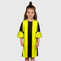 Платье клеш для девочки Color yellow black line, цвет: 3D-принт — фото 2