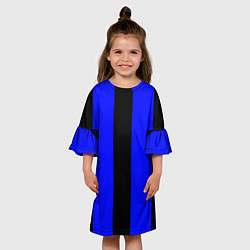 Платье клеш для девочки Color blue black stripes, цвет: 3D-принт — фото 2
