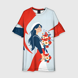 Платье клеш для девочки Морячка встречает своего, цвет: 3D-принт