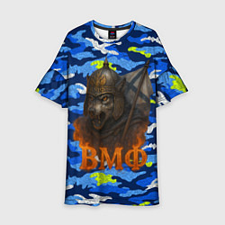 Платье клеш для девочки ВМФ злой медведь в шлеме, цвет: 3D-принт