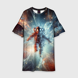 Платье клеш для девочки Космонавт в космической туманности, цвет: 3D-принт