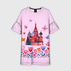 Платье клеш для девочки Москва - собор, цвет: 3D-принт