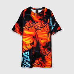 Платье клеш для девочки Абстрактная текстура рыжего пламени, цвет: 3D-принт