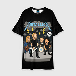 Платье клеш для девочки Металлика, мультяшный стиль, цвет: 3D-принт
