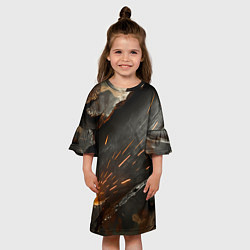 Платье клеш для девочки Искры метала под камуфляжем, цвет: 3D-принт — фото 2