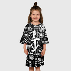 Платье клеш для девочки Doom логотипы ведьмак, цвет: 3D-принт — фото 2