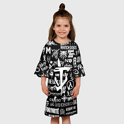 Платье клеш для девочки Doom логотипы всех игр, цвет: 3D-принт — фото 2