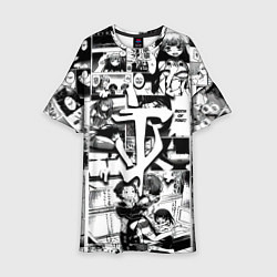 Платье клеш для девочки Doom anime black, цвет: 3D-принт