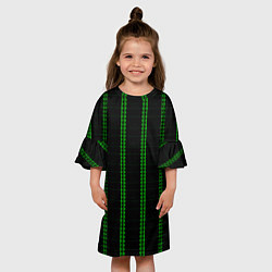 Платье клеш для девочки Color black cage green stripes, цвет: 3D-принт — фото 2