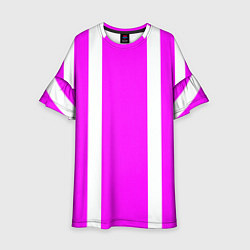Платье клеш для девочки Color white pink stripes, цвет: 3D-принт