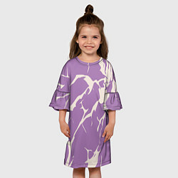 Платье клеш для девочки Разломы на лиловом, цвет: 3D-принт — фото 2
