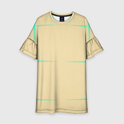 Платье клеш для девочки Color beige green stripes, цвет: 3D-принт
