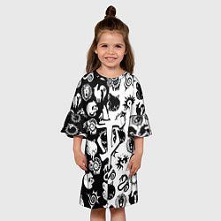 Платье клеш для девочки Doom anime black pattern, цвет: 3D-принт — фото 2