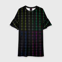 Платье клеш для девочки Color black multicolored stripes, цвет: 3D-принт