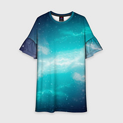 Платье клеш для девочки Галактическое сияние небес, цвет: 3D-принт