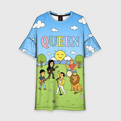 Детское платье Queen мультяшный стиль на поляне