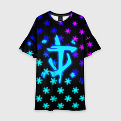 Платье клеш для девочки Doom winter neon, цвет: 3D-принт