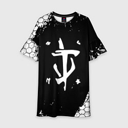 Платье клеш для девочки Doom соты краски, цвет: 3D-принт