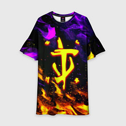Платье клеш для девочки Doom огненный стиль, цвет: 3D-принт