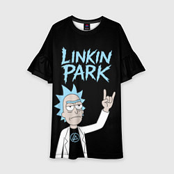 Платье клеш для девочки Linkin Park и Рик рокер двухсторонняя, цвет: 3D-принт