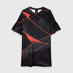 Детское платье Текстура мрамора с красными полосками